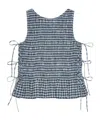 Ganni Checked Seersucker Top In Blue