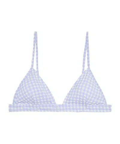 Ganni Plaid Triangle Bikini In White