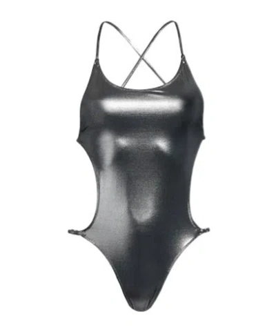 Ganni Plain Colour One-piece Swimsuits In Black