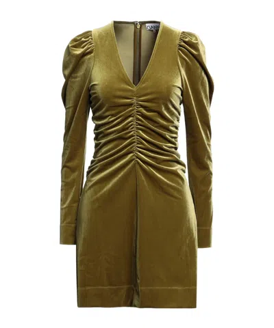 Ganni Plain Colour Short Dresses In Brown