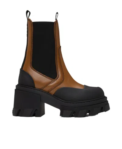 GANNI PLATFORM LEATHER CHELSEA BOOTS