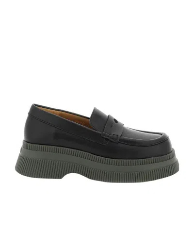 Ganni Platform Penny Loafers In Black