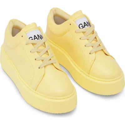 Ganni Platform Sneaker In Pale Banana