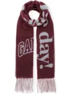 Ganni Please Recycle Scarf In Red