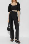 Ganni Pleat-front Trousers In Black