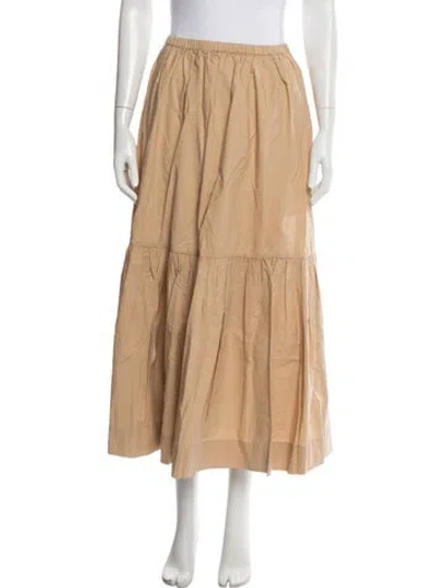 Pre-owned Ganni Pleated Accents Long Skirt In Neutrals