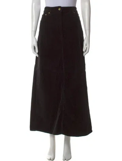 Pre-owned Ganni Pleated Accents Midi Length Skirt In Black