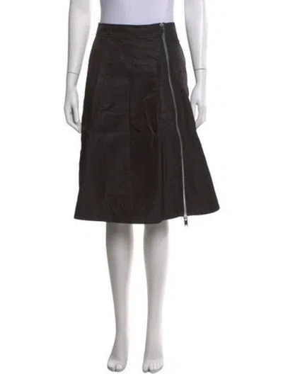 Pre-owned Ganni Pleated Accents Midi Length Skirt In Black