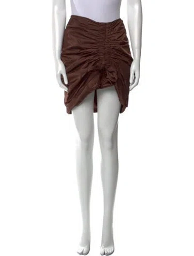 Pre-owned Ganni Pleated Accents Mini Skirt In Brown