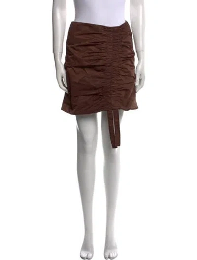Pre-owned Ganni Pleated Accents Mini Skirt In Brown