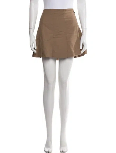 Pre-owned Ganni Pleated Accents Mini Skirt In Brown