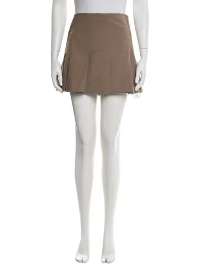 Pre-owned Ganni Pleated Accents Mini Skirt In Brown