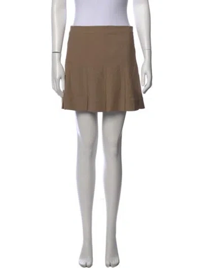 Pre-owned Ganni Pleated Accents Mini Skirt In Brown