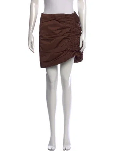 Pre-owned Ganni Pleated Accents Mini Skirt In Brown
