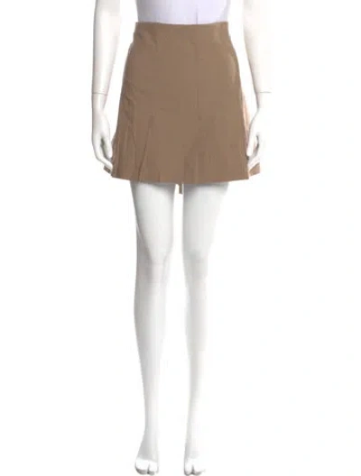 Pre-owned Ganni Pleated Accents Mini Skirt In Neutral