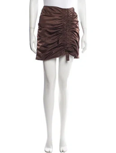 Pre-owned Ganni Pleated Accents Mini Skirt W/ Tags In Brown