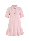 Ganni Pleat-hem Denim Mini Dress In Pink