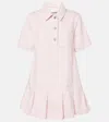 Ganni Pleat-hem Denim Mini Dress In Pink