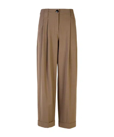 GANNI GANNI STRAIGHT LEG PLEATED PANTS