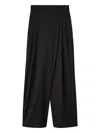 Ganni Womens Black Pleated Wide-leg Wool Trousers In Black