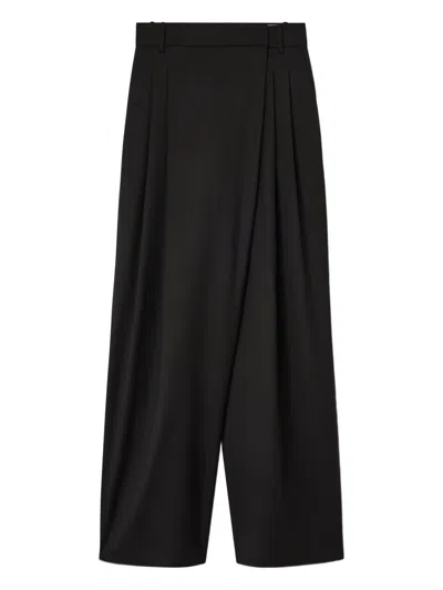 Ganni Pleated-details Trousers In Black