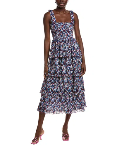 Ganni Gestuftes Midikleid Aus Bedrucktem Georgette In Bunt