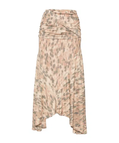 Ganni Pleated Midi Skirt In Multi