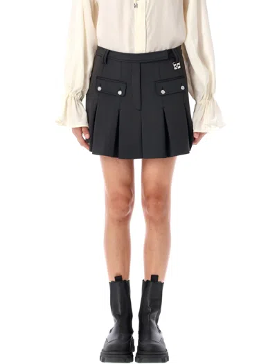 Ganni Pleated Mini Skirt In Black