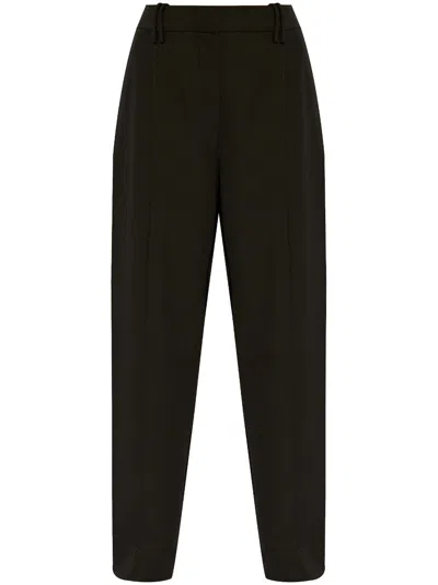 Ganni Pleated Pants Woman Black In Cotton