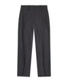 Ganni Pleated Pinstripe Trousers In Black