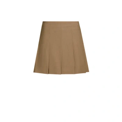 Ganni Pleated Skirt In Brown