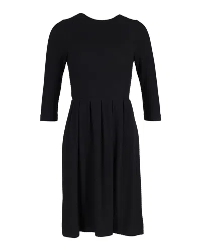 Ganni Pleated Skirt Dress In Black Cotton