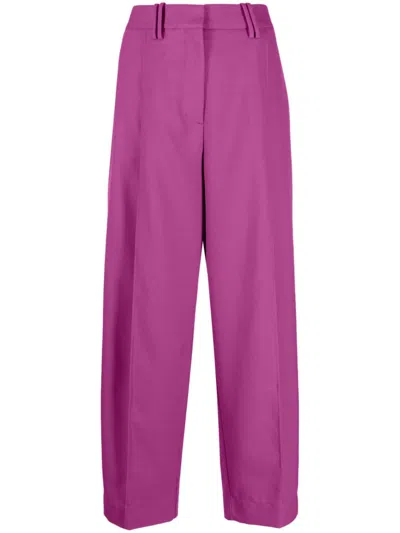 Ganni Pleated Straight-leg Trousers In Purple Wine