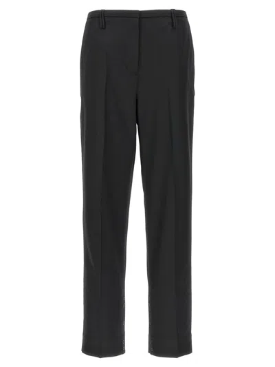 Ganni Trousers With Pleats And Pockets In Black