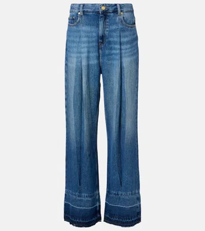 Ganni Pleated Wide-leg Jeans In Blue