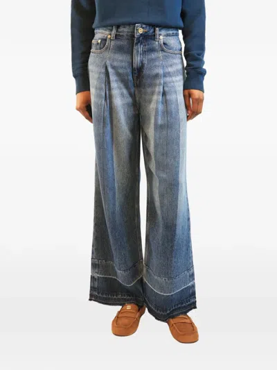 Pre-owned Ganni Pleated Wide-leg Jeans In Blue