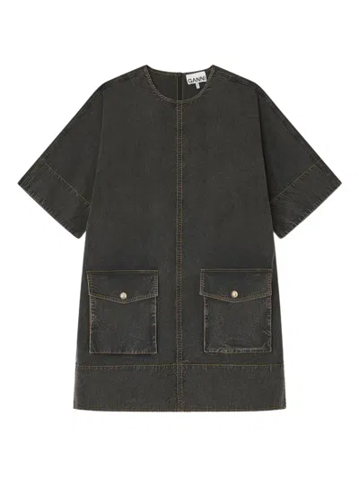 Ganni Pocket-detail Dress In Black