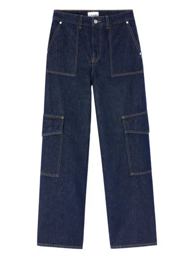 Ganni Non-stretch Straight Leg Jeans In Blue