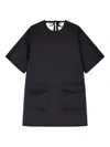 Ganni Pocket-detail Tie-neck Mini Dress In Black