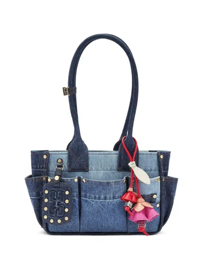 Ganni Pocket Studded Shoulder Bag In Blue