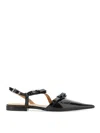 Ganni Multi Bow Pointy Cut Out Black Naplack Ballerinas In Black