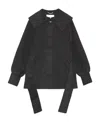 Ganni Pointed-flat Collar Belted-waist Jacket In Black
