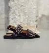 Ganni Embellished Glossed Recycled Point-toe Slingback Flats In Brown