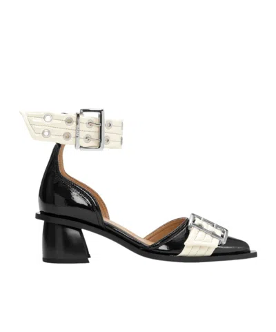 Ganni Pointed High-heeled Sandals In Black