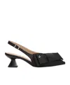 Ganni Womens Black Bow-embellished Recycled-polyester Kitten-heel Pumps Eur 38/5 Uk In Black