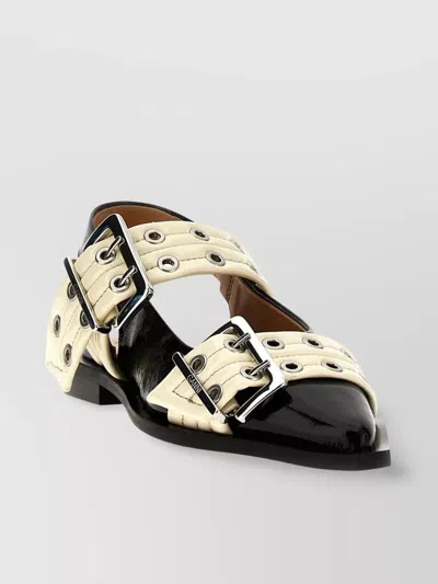 Ganni 'pointed Toe' Ballet Flats With Wide Belt Buckle