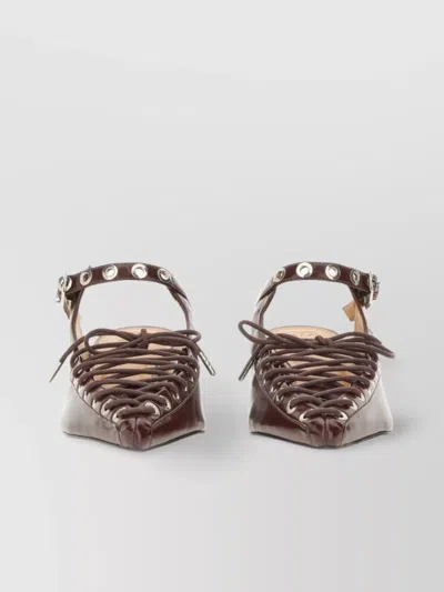 Ganni Pointed Toe Sling Back Block Heel
