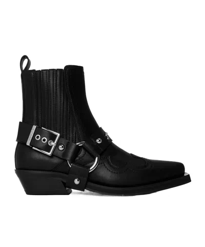 Ganni Pointedtoe Westernstyle Ankle Boots In Black