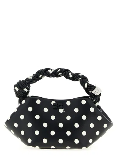 Ganni Polka-dot Bou Mini Handbag In Black