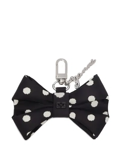 Ganni Polka Dot-bow Keyring In Purple